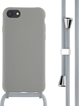 iMoshion Hoesje Geschikt voor iPhone 7 / 8 / SE (2020) / SE (2022) Hoesje Met Koord - iMoshion Siliconen hoesje met koord - Grijs