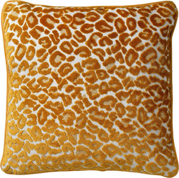 Dutch Decor LEONA - Sierkussen 45x45 cm - velvet - panterprint - Golden Glow - geel - Inclusief binnenkussen