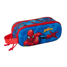Pennenetui met 2 vakken Spider-Man Rood Marineblauw 21 x 8 x 6 cm 3D