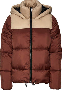 NOISY MAY NMALES LS PADDED COLORBLOCK HOOD JCKT - Dames Jas - Bruin Beige - Maat XL