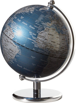 Troika Globe Troika - Mini-globe 13 cm - Draaibaar op verchroomde voet - Blauw-groen
