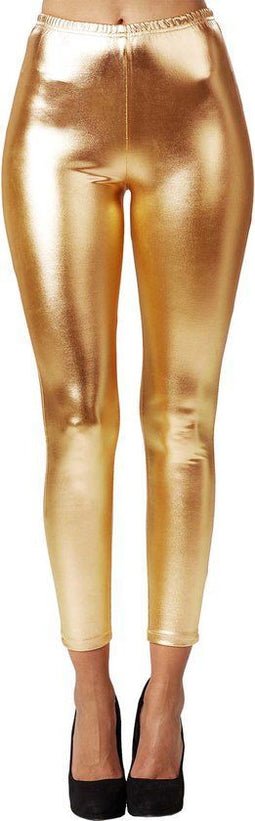 Dressforfun Metallic legging - Verkleedkleding - Glanzende afwerking - Goud XXL