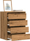 vidaXL - Ladekast - 60x41x76 - cm - bewerkt - hout - artisanaal - eikenkleurig