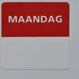 Etiket maandag wit/rood 25x25mm 500 stuk