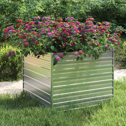 vidaXL - Plantenbak - verhoogd - 100x100x77 - cm - gegalvaniseerd - staal - zilver