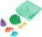 Kinetic Sand - Zandbak-set met 454 g groen origineel kinetisch zand opbergzandbak 4 vormen en gereedschap - Sensorisch speelgoed