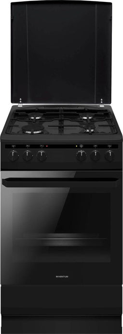 Inventum VFG5020GZWA - Vrijstaand gasfornuis - 4 kookzones - 62 liter - Zwart