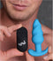 XR Brands Vibrating Silicone Swirl Butt Plug with Remote Control blue