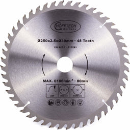 Cirkelzaagblad Ø 250 x 2.5 x Ø 30mm 48 Tands incl verloopringen 20 en 16mm