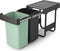 Brabantia Sort & Go Inbouw Prullenbak - 2 x 15 liter - Uittrekbaar - Jade Green en Dark Grey (2 stuks)