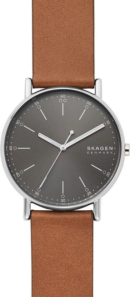Skagen Signatur SKW6578 - Herenhorloge 40 mm - Quartz - Bruine band - Grijze wijzerplaat