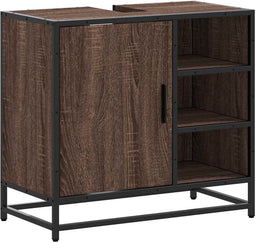 vidaXL - Wastafelkast - 65x33x60 - cm - bewerkt - hout - bruin - eikenkleur