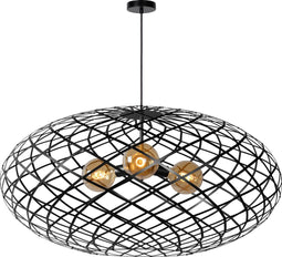 Lucide WOLFRAM - Hanglamp - Ø 100 cm - 3xE27 - Zwart