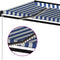 vidaXL - Luifel - handmatig - uittrekbaar - met - LED - 400x300 - cm - blauw - en - wit