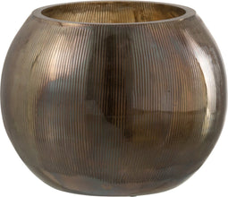 J-Line windlicht Lijnen - glas - donkerbruin - large