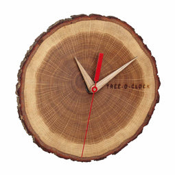 TFA boomschijf/boomstam wandklok - geolied eikenhout - D18 cm - naturel - muur klok - rond