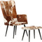 vidaXL Fauteuil met voetensteun echt leer bruin