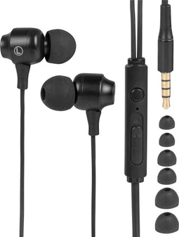 Nuvance - Oortjes met Draad - 3.5mm Jack Aansluiting - Oordopjes met Draad - In-Ear Oortjes met Draad en Microfoon - Zwart