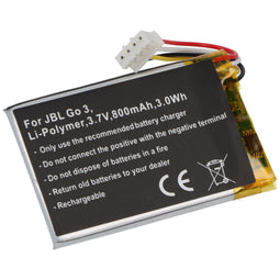 Accu geschikt voor JBL Go 3, Li-Polymeer, 3,7V, 800mAh, 3,0Wh