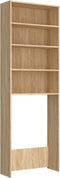 vidaXL - Wasmachinekast - 64x24x190 - cm - wit - en - sonoma - eikenkleurig