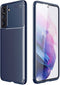 iMoshion Hoesje Geschikt voor Samsung Galaxy S21 FE Hoesje Siliconen - iMoshion Carbon Softcase Backcover - Blauw