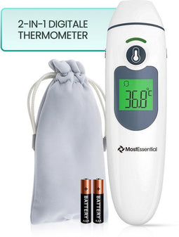 MostEssential 2-in-1 Digitale Koortsthermometer - Oorthermometer – Thermometer Voorhoofd & Lichaam -