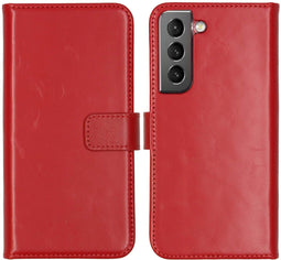Selencia Galaxy S22 - Echt Lederen Bookcase - 3 Pashouders - Rood