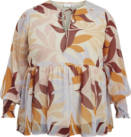 VILA VIFALIA VNECK L/S TOP - Dames Top - 100% Katoen - Maat 50