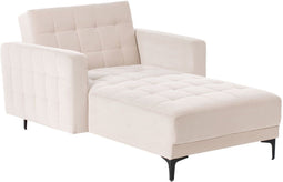 Chaise longue ABERDEEN Fluweel Lichtbeige
