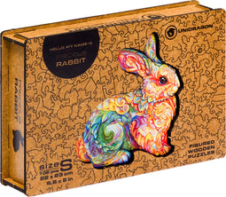 UNIDRAGON Houten Puzzel Voor Volwassenen Dier - Schitterend Konijn - 106 stukjes - Small 22x23 cm