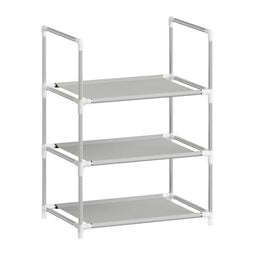 Woltu Schoenenrek 3-laags - Compacte Schoenenopberger met Smalle Planken, Grijs, 41 x 28 x 55 cm