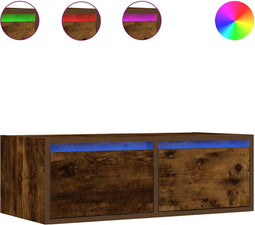vidaXL - Tv-meubel - LED-verlichting - 75x35,5x25 - cm - gerookt - eikenkleurig
