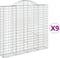 vidaXL - Schanskorven - 9 - st - gewelfd - 200x30x180/200 - cm - ijzer