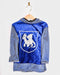 Den Goda Fen Verkleedkledij Ridder - Shirt in velvet met capuchon - 110-116cm - 4-6 jaar - Blauw