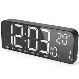 Nuvance Digitale Wekker - Alarmklok - Twee Alarmen - Zwart Wit