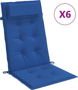vidaXL - Stoelkussens - 6 - st - hoge - rug - oxford - stof - koningsblauw