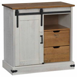 vidaXL - Dressoir - HALDEN - met - schuifdeur - 80x40x80 - cm - massief - hout - wit