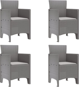vidaXL - Tuinmeubels - met - Kussens - 4 - stuks - Lichtgrijs - Poly - Rattan