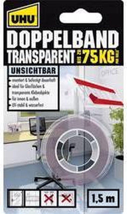 UHU 45375 45375 Dubbelzijdige tape UHU Transparant (l x b) 1.5 m x 19 mm 1 stuk(s)