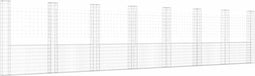vidaXL - Schanskorf - U-vormig - met - 8 - palen - 860x20x200 - cm - ijzer