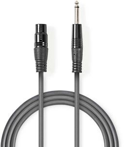 Nedis COTG15120GY100 - XLR-naar-6.35mm audiokabel - 1m - Grijs