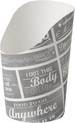 Bak, Karton en coating, snackbak, 50x50x80mm, wit/Grijs 20 x 50 = 1000 stuks