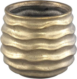 PTMD Lodas Ronde Bloempot - H10 x Ø12 cm - Keramiek - Goud