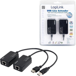 LogiLink UA0021D - USB Extender - Verlenging tot 60 m via RJ45 - Zwart