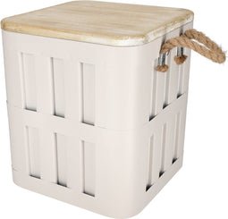 JENS Living opbergbox Daan - Metalen opbergbox poef - 70kg belastbaar - 30 x 30 x 34,5 cm - Grijs