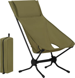 Woltu Opvouwbare Campingstoel Groen 56 x 72 x 88 cm - Lichtgewicht Visstoel met Hoge Rugleuning en
