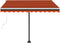 vidaXL - Luifel - handmatig - uittrekbaar - met - LED - 350x250 - cm - oranje - en - bruin