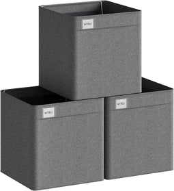 Woltu Opvouwbare Opbergboxen Set van 3 - Stevige Stoffen Kubussen - 32.5x32.5x32 cm - Grijs (set van 3)