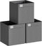 Woltu Opvouwbare Opbergboxen Set van 3 - Stevige Stoffen Kubussen - 32.5x32.5x32 cm - Grijs (set van 3)
