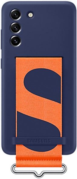 Samsung Galaxy S21 FE - Silicone Cover met Strap - Blauw